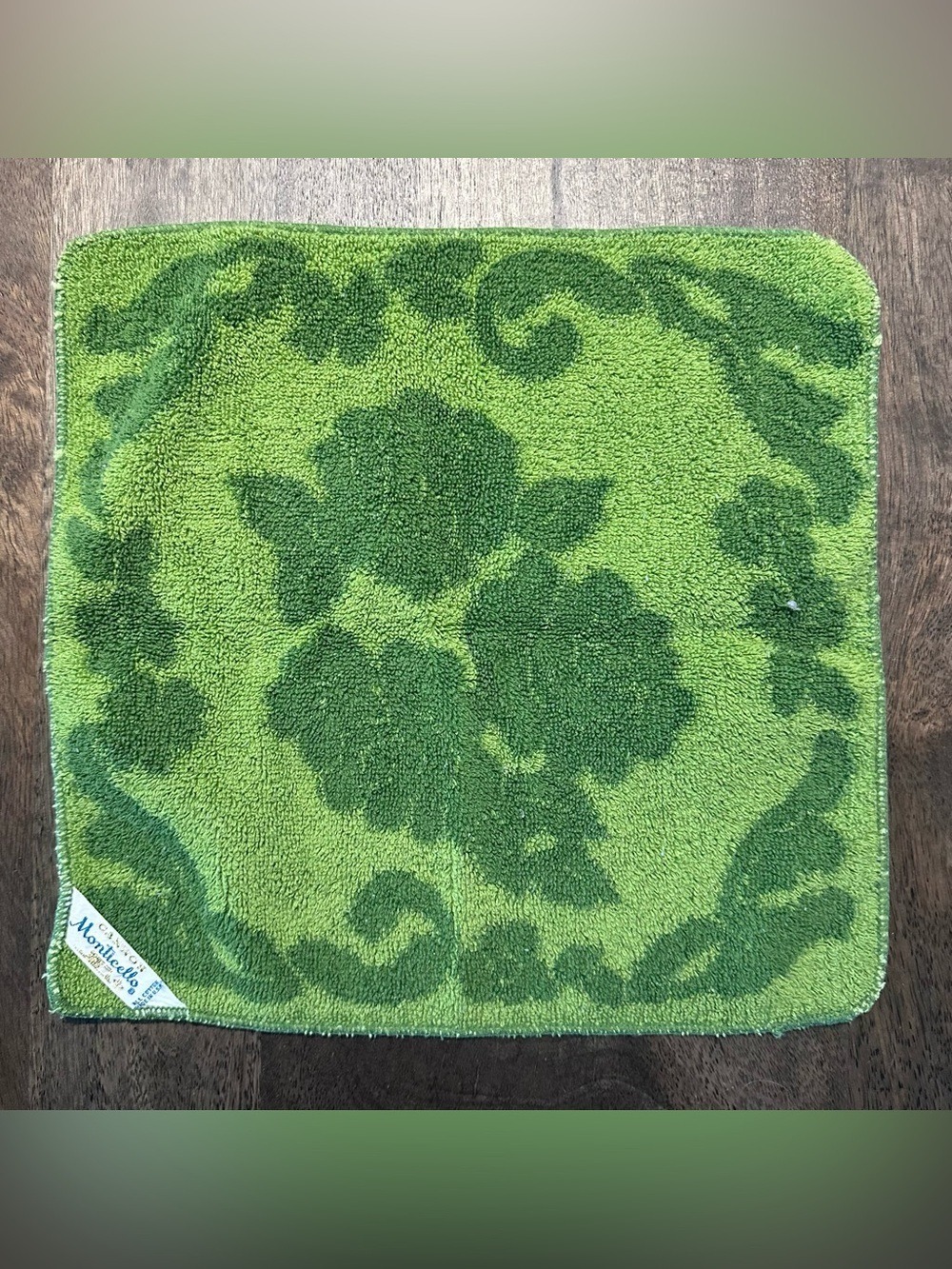 Vintage Avocado Green Cannon Monticello Washcloth 70’s MCM Retro - Picture 2 of 6